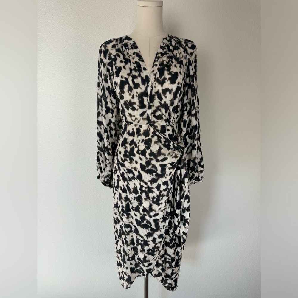Rails Tyra Faux Wrap Dress Blurred Cheetah Print XS New